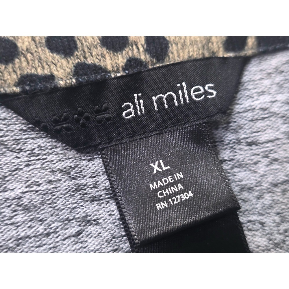 Ali Miles Womens XL Mixed Print Tunic Long Sleeve Pocket Knit Top Brown Gray - Picture 8 of 9
